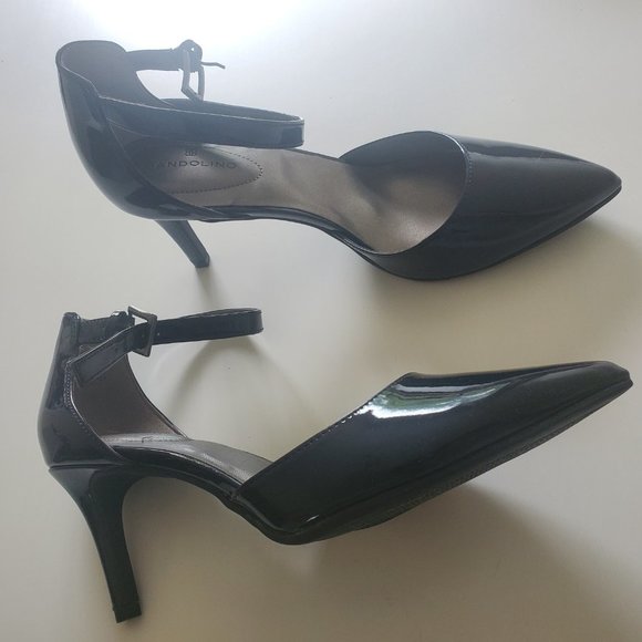 Bandolino Navy Patent Leather Pointed Toe Strap Pumps size 9 - Picture 2 of 4